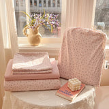 Korean Style Bedding Sets Soft Flat Sheet Duvet Cover Pillowcase Polyester Twin Queen Full Size Quilt Cover Set Sheet Set