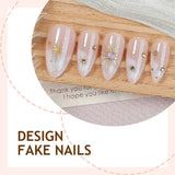 Luxury Golden Patterns French False Nails Red Heart Acrylic Press on Nails Sweet Almond Ins Fake Nails with Metallic Gold Accent