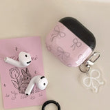 Japan Korea cute style line bow pink silicone earphone case for apple airpods 1 2 3 4 pro 2 charging box soft protection cover