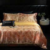 Leopard zebra print luxury high-end silk bedding set soft silk satin king size duvet cover sheet set