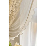 Cream Color Retro Cotton Linen Texture Hollowed Out Lace Bead Lace Curtains for Living Room Bedroom French Window Customized