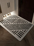 Black & White Geometric Wire Loop Entryway Mat Heavy Duty Non-Slip Door Rug
