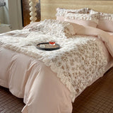 4Pcs French Princess Style 160 Counts Long Stella Cotton 100% Cotton Edge Bedding Duvet Cover 200x230 220x230 Four Seasons
