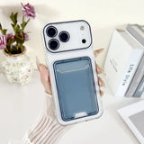 2 In 1 Clear PC Jelly Card Pack Phone Case For iPhone 17 Air 16 15 14 13 12 11 Plus Pro Max Insert Soft Full Frame Bumper Cover