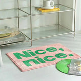 Pink Green Letter Print Rectangle Floor Mat Non Slip Absorbent Imitation Cashmere Minimalist Bedroom Bathroom Rug Nordic Carpet