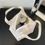 New Large Capacity Mesh Bag with handle Travel Toiltery Makeup Bag Portable Beach Bag Cosmetic Zipper Pouch