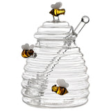 Honey Jars with Dipper 400ML Glass Honey Storage Transparent Food-grade Container with Dipper and Lid for Wedding Favors Baking