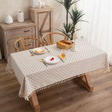 Table Cover Tablecloth with Tassel Wrinkle Free Anti-Fading Washable Dust-Proof for Kitchen Dining Party Desktop Decoration