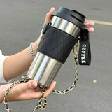 480ml Pure Titanium Coffee Mug/Thermos Cup With Straw And Cup Cover,Double-wall,Light,,Antibacterial Drinkware,Birthday Gifts