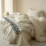Linen Cotton Lace Bedding Sets Bed Linens Sheet Pillowcase Duvet Cover King Queen Europe Size