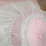 Round Romantic Decorative Pillow Ruffle Lace Design Princess Bedding Accessories Sweet Design