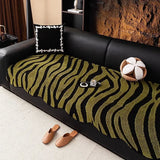 Leopard Pattern Thick Plush Sofa Cover, Irregular Couch Cover, Velvet Furniture Protector, Non-slip Seat Cover, 3 Seater