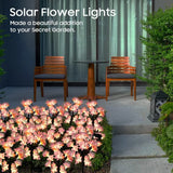 1/2 PCS 15 LED Camellia Flower Outdoor Solar Lights Outdoor Waterproof Fairy Atmosphere Night Light Solar Powered Suitable
