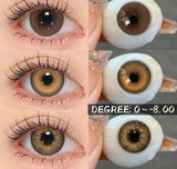 1Pair 0~-8.00 Myopia Lenses Brown Color Contact Lenses with Prescription Gray Beautiful Pupil Contact Lens with Degree