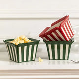 Square Striped Ceramic Bowl, Creative Popcorn Fries Salad Fried Chicken Serving Dish, Home Restaurant Dessert Fruit Mixing Bowl