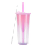 700ml,Double-Layer Straw Cup/MUG,Drinkware,Environmentally Friendly Plastic,Large Diameter,Transparent Milk Tea Cup,Holiday Gift