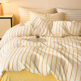 60S Striped Pure Cotton Bedding Sets High-End Japanese Jacquard Quilt Cover Kit Skin-Friendly Home Textiles for Single Double