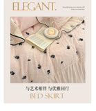 Princess Style Duvet Cover Set Rose Embroidery Bed Cover Lace Ruffles Bed Sheet Pillowcase Soft Bedding Set Decor Gift for Home