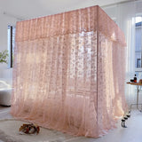 Luxurious Palace Mosquito Net with White Holder Romantic Three-door Lace Bed Curtain  Room Decor 1.5m 1.8m Size