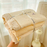 Print Floral Bedding Set Double Layer Yarn Four Pieces Set Soft Comfortable Duvet Cover Bed Sheet With Pillowcases Home Textiles