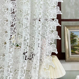 French Romance White Floral Embroidered Sheer Curtains for Living Room, Bedroom, Farmhouse, Home Decor
