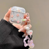 Color stars Headphones Case For AirPods 4 1 2 3 With Bead Star Pendant Protective Shell Soft Cover For AirPods Pro 2  Pro