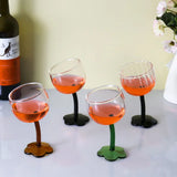Vintage Glass Cups Home Christmas Party Drinkware Cute Flower with Tilted Head Goblet Romantic Champagne Glass Kitchenware Gifts
