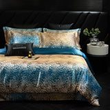 Leopard zebra print luxury high-end silk bedding set soft silk satin king size duvet cover sheet set