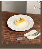 French Retro Relief Plates High-end White Ceramic Flower Dish Household Breakfast Bread Plate Exquisite Dessert Tableware
