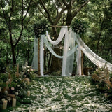 Ikeehome  Set of 2 Wedding Arch Mesh Draping Fabric Sheer for Easter Bridal Shower Backdrop Outdoor Party Arches Church Ceremony Decoratio