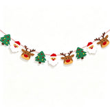 1Set Felt Christmas Hanging Bunting Banner with Santa Reindeer Christmas Tree, for Fireplace Mantel Door Outdoor New Year Party