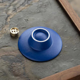 Klein Blue Ceramic Incense Burner Red Calming Aroma Base Storage Round Plate Portable Travelling Accessories Home Office Decor