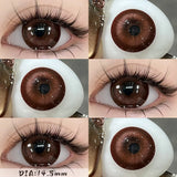 1 Pair(2pcs) Clever Brown/Black-Gray/Coffee Big Eye Enlarging Colored Contact Lenses 14.5mm Half Yearly High Moisture