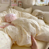Aerobic three-layer yarn printing four-piece set skin-friendly and soft four-piece set of bedding in student dormitory