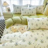 Fresh Botanical Floral Bedding Set for Kids and Adults Leaves Flower Duvet Cover Set Pillowcases Soft Washed Cotton Home Textile