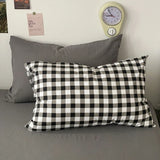 Classic Black White Plaid Bedding Set Soft Seersucker Duvet Cover Set Double-sided Checkered Quilt Cover for Single Double Bed