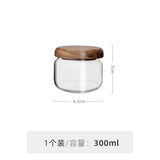 Food Storage Jar with Wooden Lid Clear Sealed Cans Glass Container Coffee Beans Oat Nuts Spice Tank Kitchen Grain Storage Jar