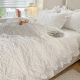 Three-Dimensional Pinch Pleated Crafts Double Duvet Cover Set 200x230 Solid Twist Flowers King Size Bedding Set Quilt Cover Set