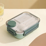 1300ml Plastic microwave oven Lunch box with Tableware for Office Workers Students Divided Bento Box Leakproof Food Container