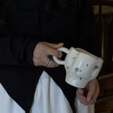 Original handmade blue rose cup ceramic high-value mug