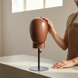 Head-Shaped Display Stand Adjustable Height Hairpiece Stand Hat Display Head Metal Pole Beauty Supply Round Base
