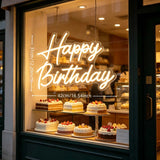 Happy Birthday LED Neon Sign Warm White USB Powered Wall Light Birthday Party Decor for Cake Shop Home Photo Backdrop Aesthetic Hanging Lamp