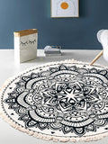 Hand Woven Cotton Linen Carpet Retro Bohemian Round Bedside Geometric Floor Mat Living Room Home Decor Boho Mandala Tassel Rug