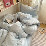 Beddings Sets Cotton Plaid Bedroom Bedding Set White Dormitory Student Bed Linen Set Twin Size Bedding on Offer Sheet Queen King