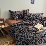 3/4Pcs Bedding Set Leopard Print Bed Sheet Duvet Cover Pillowcase Beddings Sets Full Double Four-Season Muslin Three-Piece Set