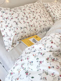 Princ Sle Pure Cotton Bedding Set Fre Floral Print Four Piece Bedding Kit Breathable Comforter Cover for Young Girls