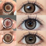 2pcs Big Eye Lenses Brown Lenses Contact Lenses for Eyes with Degree Prescription Black Beauty Pupils 