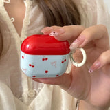 Lovely Red Cherry Bowknot Gloss Pattern Wireless Bluetooth Earphone Case For AirPods Pro 2 4 3 2 1 Soft Shell Funda With Pendant