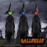 Interactive Light-Up Witch Decoration with Motion Sensor Scary Sound Effects Creepy Animated Prop for Haunted House Halloween