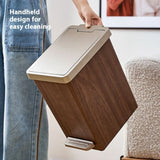 Wood Grain Garbage Bin High-end Household Garbage Storage Sealed with Lid Double Opening Design Kitchen and Bathroom Garbage Bin